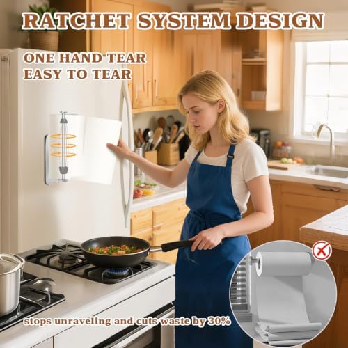 Magnetic Paper Towel Holder for Fridge, One-Hand Tear, Fits Mega Rolls - Image 3
