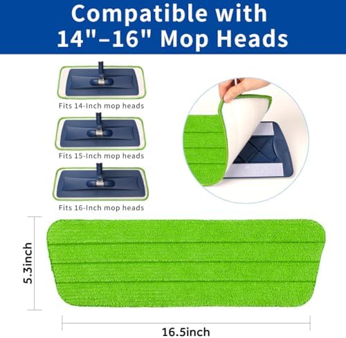 16.5" Microfiber Mop Pads Refills, 4 Pack Reusable Replacement Heads​​ - Image 3