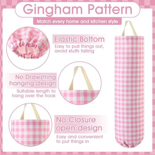 Gingham Plastic Bag Holder for Grocery Bag - Image 4