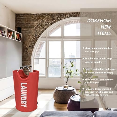 DOKEHOM 90L Large Laundry Basket Bag, Collapsible Tall Hamper - Image 2