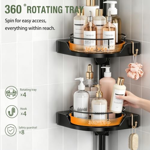 360° Rotating Corner Shower Caddy Tension Pole Organizer - Image 3