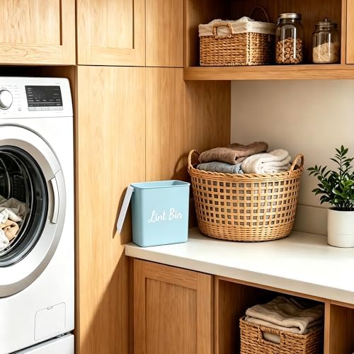 Magnetic Lint Bin with Lid for Laundry Room, Compact Plastic Dryer Lint Holder - Image 3
