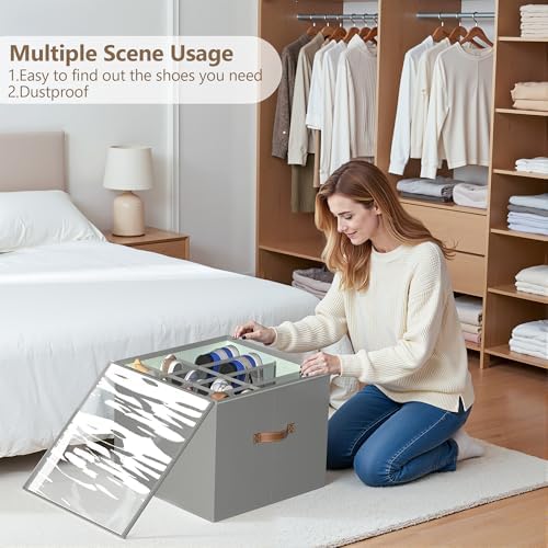 Vincona Shoe Organizer for Closet, 2 Pack Foldable Shoe Storage Bins - Image 6