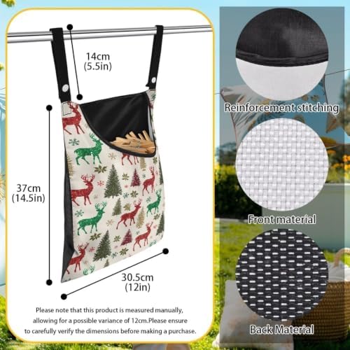 Christmas Deer Hanging Peg Bag, Heavy Duty Clothespin Storage - Image 6
