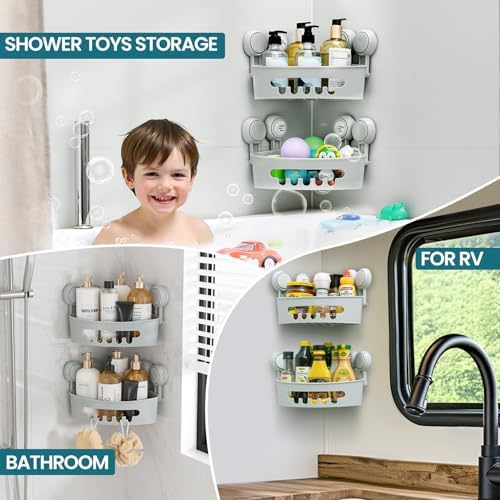 TAILI Corner Shower Caddy Suction Cup, Plastic Shower Shelf Suction - Image 7