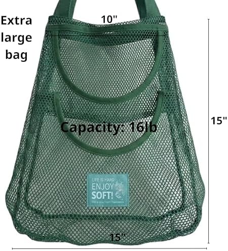 Durable Hanging Mesh Bags for Fruit & Vegetables. Reusable, Breathable Storage - Image 3