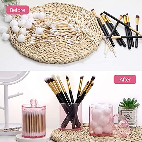 Tbestmax 3 Pack Cotton Swab Ball Pad Holder, 10 Oz Qtip Apothecary Jar Pink - Image 6