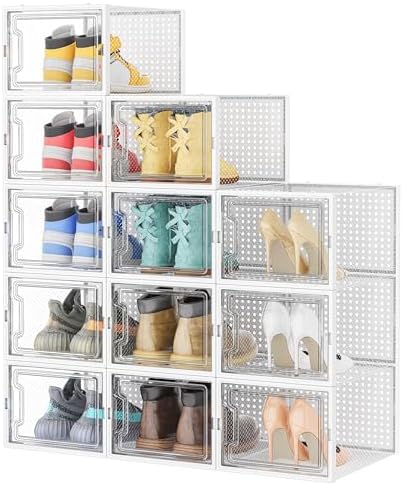 HOMIDEC XL Clear Shoe Storage Boxes, Stackable Shoe Organizer by DecorateYourHome