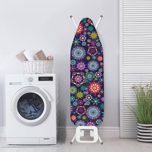 Boho Mandala Flower Print Ironing Board Cover Protector, Elastic Ironing Board - Image 3