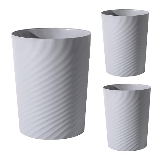 Plastic Small Bathroom Trash Can Wastebasket Garbage Can, 3 Pack | Sturdy-Easy by UUJOLY