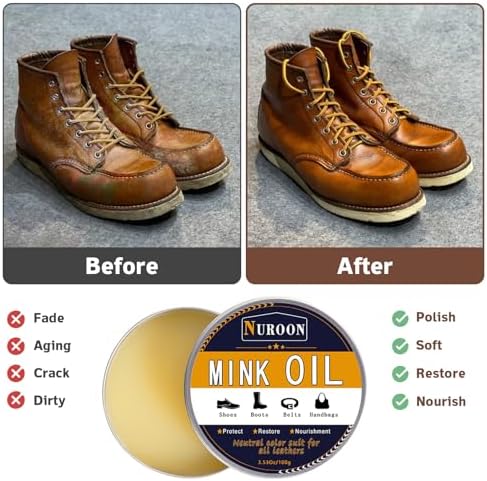 Nuroon Leather Boots Care Kit-3.52oz Saddle Soap+3.52oz Mink Oil - Image 6