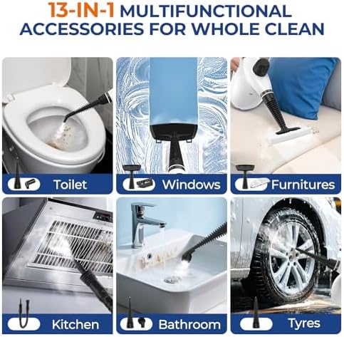 13Pcs Pressurized Handheld Steam Cleaner, Portable Deep Cleaning Steamer - Image 5