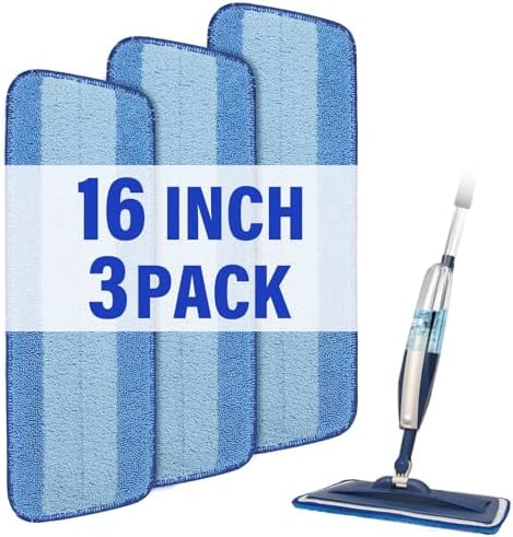 16.5" Microfiber Mop Pads Refills, 3 Pack Reusable Replacement Heads by PANDAGRIP