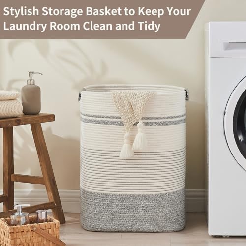 Laundry Hamper, 85L Cotton Rope Laundry Basket - Image 6