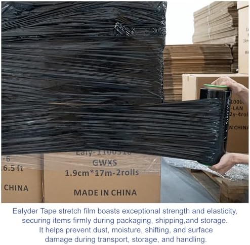 2 Rolls Black Stretch Wrap 12" x 1000FT x 80 Gauge Heavy Duty Film - Image 7
