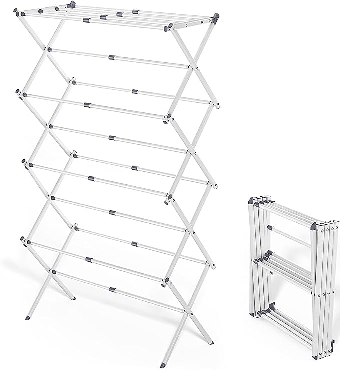 4-Tier Foldable Clothes Drying Rack 15" D x 29" W x 52" H by Bobikuke