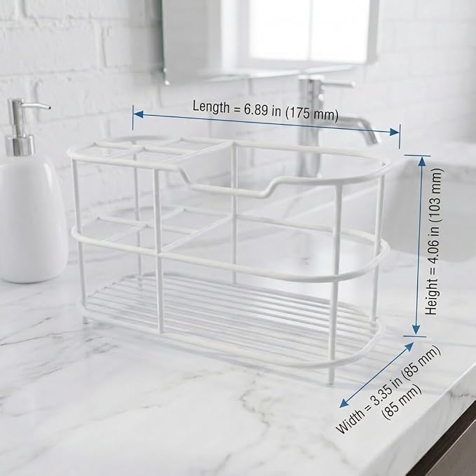 Bathway Toothbrush Holder for Bathroom, 6.9"L x 3.4"W x 4"H, Matte White - Image 7