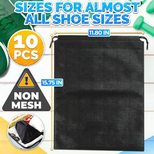 Shoe Bags for Travel, 10 Pack, 11.8"x15.75", Drawstring - Image 2