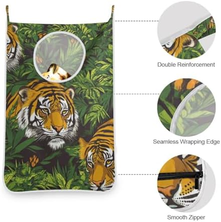 Hanging Laundry Hamper with Stainless Steel Hooks, Oxford Fabric Printing Door - Image 5