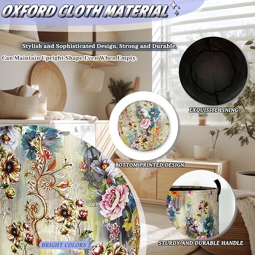 Beautiful Floral Laundry Basket Oxford Cloth Hamper 18.9"x16.5" - Image 6