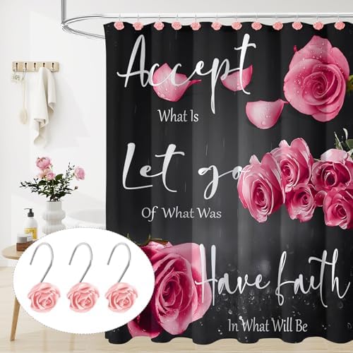 Cute Rose Floral Shower Curtain Hooks Rings - Image 4