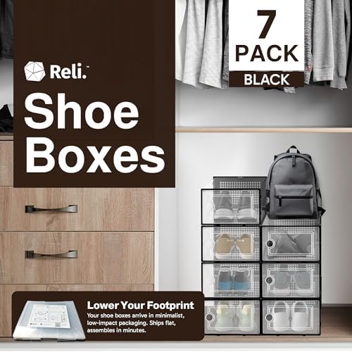 Reli. Shoe Box | Clear Storage Shoe Box Stackable & Compact - Image 2