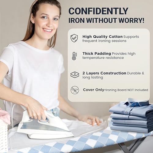 UniSimp Ironing Board Cover and Pad 18"x49" Extra Thick Natural Cotton - Image 5