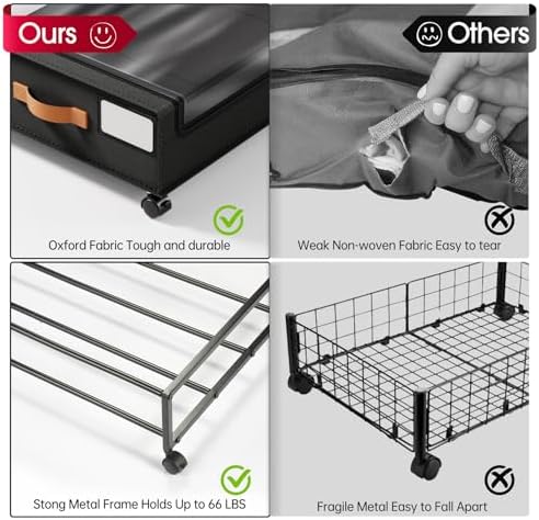 Yecaye Under Bed Storage with Wheels 2Pack, 70L Larger Capacity Under Bed - Image 3