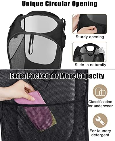 HOUSE AGAIN Strong Mesh Pop Up Laundry Hamper, 70L Collapsible Laundry Basket - Image 5