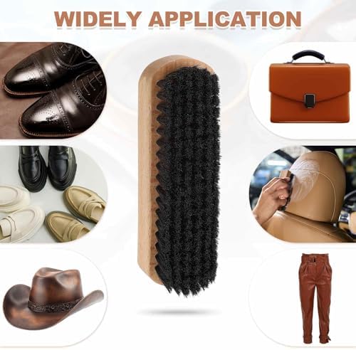 HARFINGTON Shoe Cleaning Brush 6"x2" Beech Wood Horsehair Boot Polish Brushes - Image 7