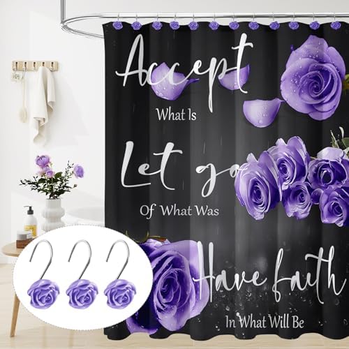 Cute Rose Floral Shower Curtain Hooks Rings - Image 4