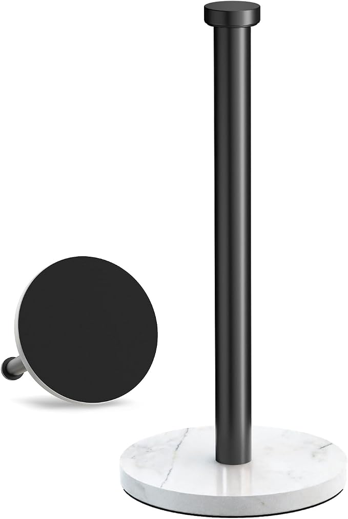 VEHHE Marble Black Paper Towel Holder, Weighted Base & EVA Non-Slip Pad by VEHHE
