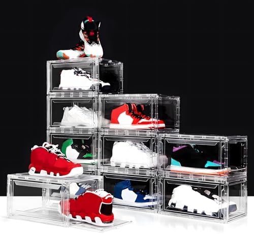 MMBABY 12 Pack Acrylic Clear Shoe Boxes, Ultra Clear Stackable Sneaker Display - Image 6
