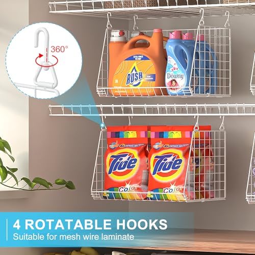 3-Pack Large Hanging Laundry Basket: Wire shelves - Image 3