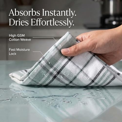 Urban Villa Kitchen Towels Cotton Dish Towels 20”x30” Majestic Checks - Image 2