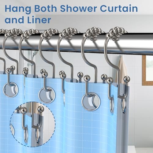 Brushed Nickel Shower Curtain Hooks Double Sided - Image 4