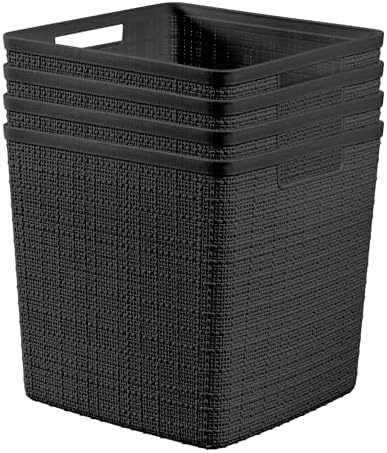 Curver Set of 4 Large Cube 17L Jute Decorative Plastic Organization and Storage by Unknown