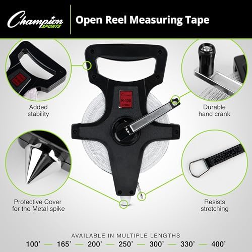 Champion Sports Open Reel Measuring Tapes – Durable Hand Crank - Image 4