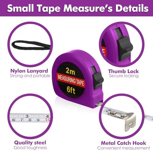 Copkim 50 Pcs Small Tape Measure Bulk 6 Ft 2M Mini Measuring Retractable Metric - Image 3