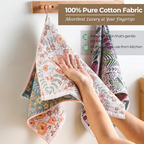 2 Pack Boho Floral Large Kitchen Tea Towels 15" x 30" - Image 2