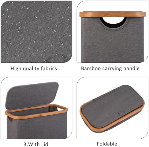Slim Laundry Basket, 60L Laundry Hamper - Image 2