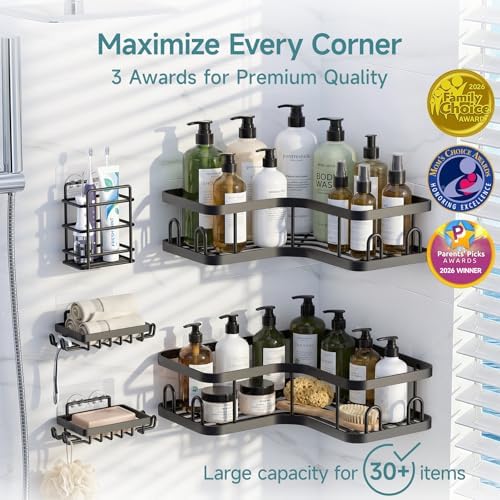 Veken Large Capacity Corner Shower Caddy 5-Pack, Advanced Rustproof Design - Image 2