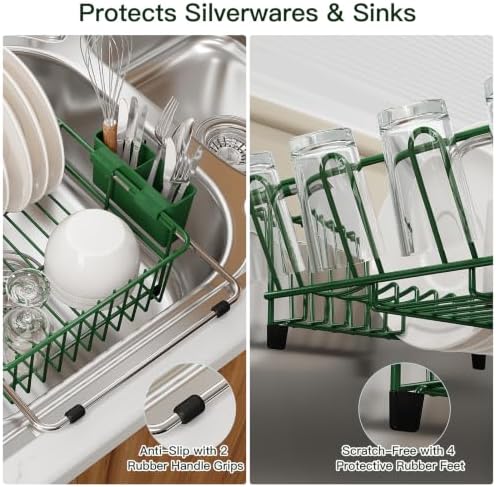MAJALiS Green Dish Drying Rack Over Sink - Image 6
