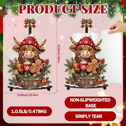 Chunful Highland Cow Christmas Paper Towel Holder - Image 3