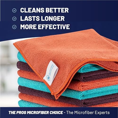 MW Pro Microfiber Cleaning Cloth | Coral, Plum | 12 Pack | 16” x 16” | All - Image 2