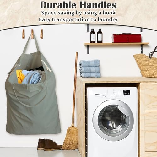 Cotton Canvas Laundry Bag 33"Wx 35"H, Extra Large Heavy Duty, XL cottonGrey - Image 6