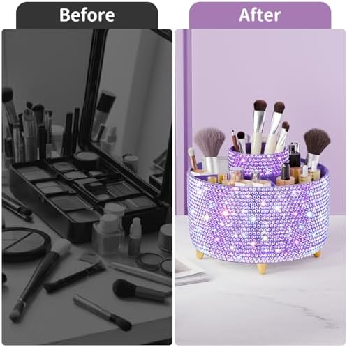 fanado Bling 360° Rotate Makeup Brush Holder Organizer, Makeup Organizers - Image 5