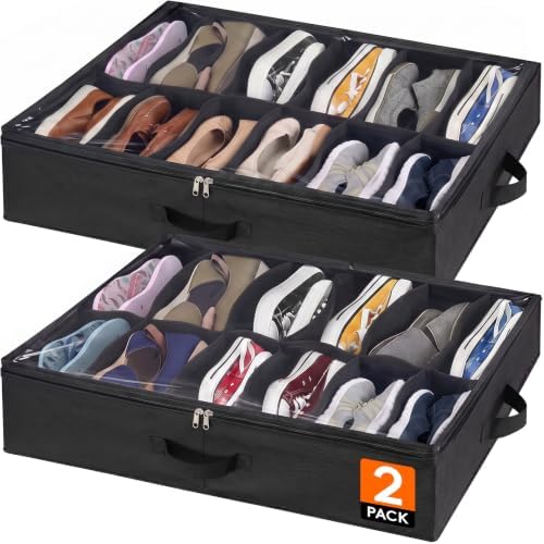 Lifewit Under Bed Shoe Storage Organizer 2 Pack, 4.3 Inches Profile Fabric by Lifewit