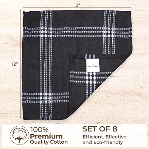 Urban Villa Kitchen Towels Cotton Dish Towels 12”x12” Grey White - Image 2
