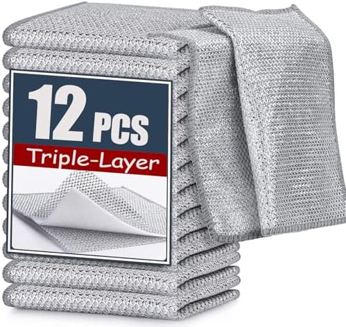 Navona 12 Pcs New Upgrade Steel Wire Dishcloth, Triple-Layer Steel Wire by Welcometobuy%EF%BC%81